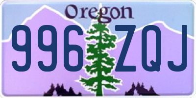 OR license plate 996ZQJ