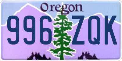 OR license plate 996ZQK