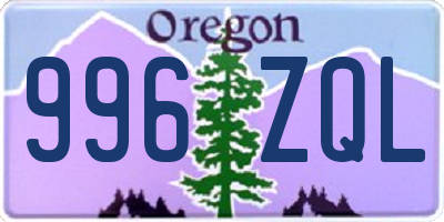 OR license plate 996ZQL
