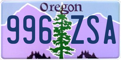 OR license plate 996ZSA