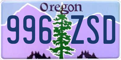 OR license plate 996ZSD