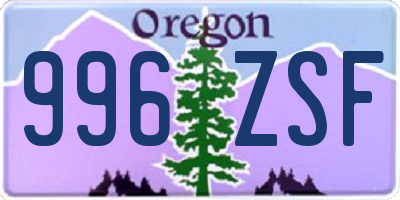 OR license plate 996ZSF