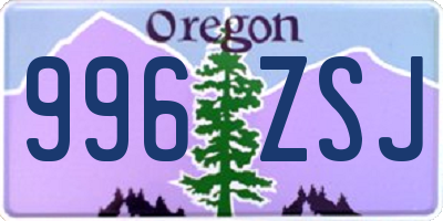 OR license plate 996ZSJ