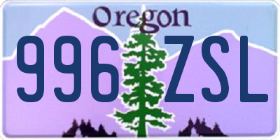 OR license plate 996ZSL