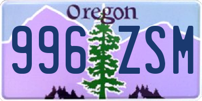 OR license plate 996ZSM