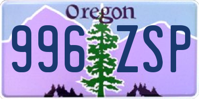 OR license plate 996ZSP