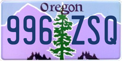 OR license plate 996ZSQ