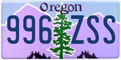 OR license plate 996ZSS