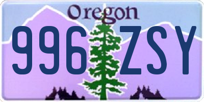 OR license plate 996ZSY