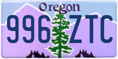 OR license plate 996ZTC