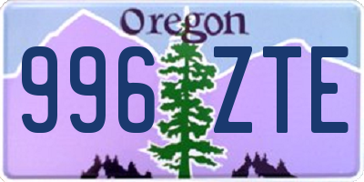 OR license plate 996ZTE