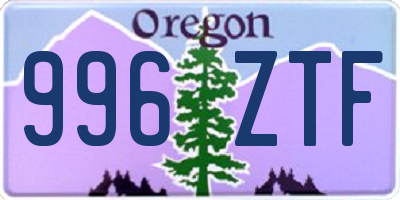 OR license plate 996ZTF