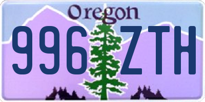 OR license plate 996ZTH