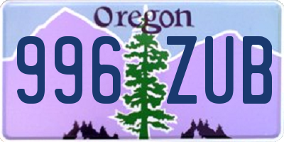 OR license plate 996ZUB