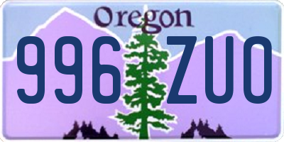 OR license plate 996ZUO