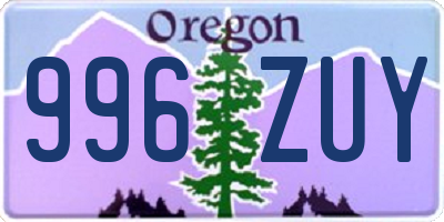 OR license plate 996ZUY