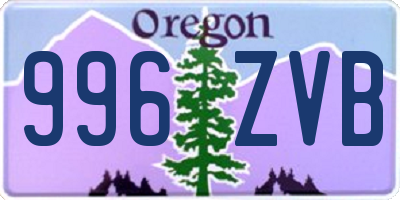 OR license plate 996ZVB