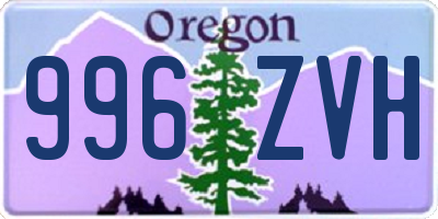 OR license plate 996ZVH