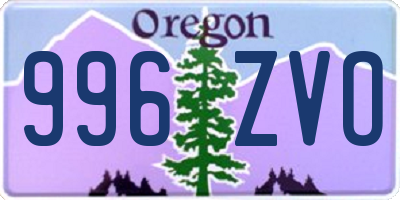 OR license plate 996ZVO