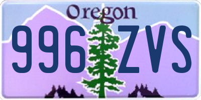 OR license plate 996ZVS