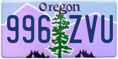 OR license plate 996ZVU
