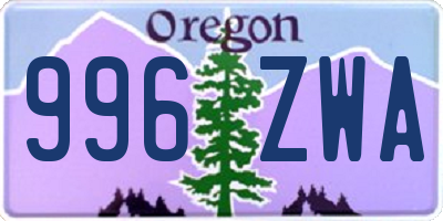 OR license plate 996ZWA