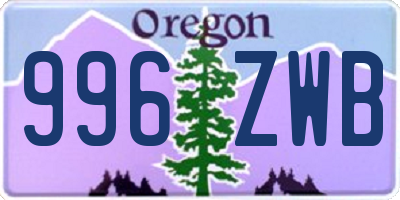 OR license plate 996ZWB