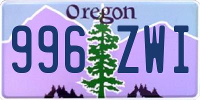 OR license plate 996ZWI