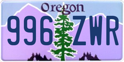 OR license plate 996ZWR
