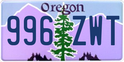 OR license plate 996ZWT