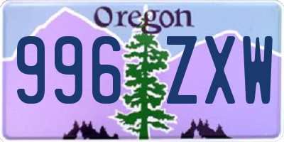 OR license plate 996ZXW