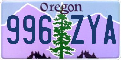 OR license plate 996ZYA