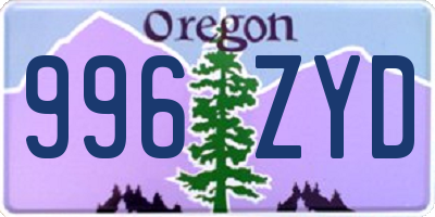 OR license plate 996ZYD