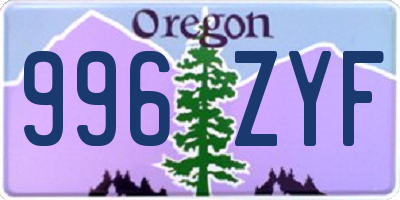 OR license plate 996ZYF