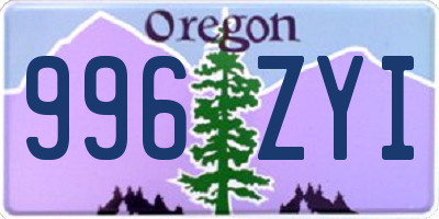 OR license plate 996ZYI
