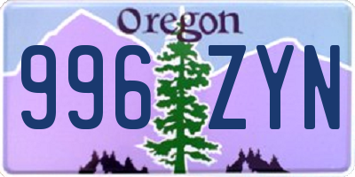OR license plate 996ZYN