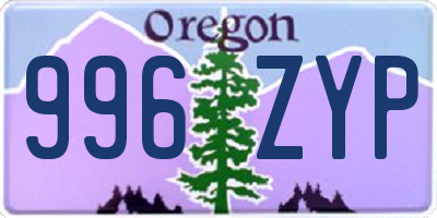 OR license plate 996ZYP
