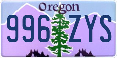 OR license plate 996ZYS