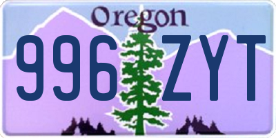 OR license plate 996ZYT