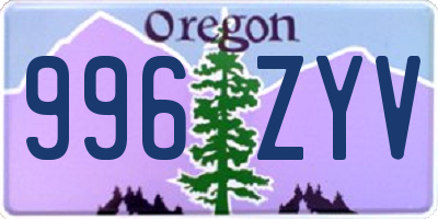 OR license plate 996ZYV