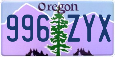 OR license plate 996ZYX