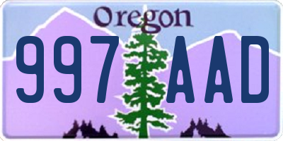 OR license plate 997AAD