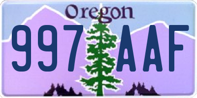 OR license plate 997AAF