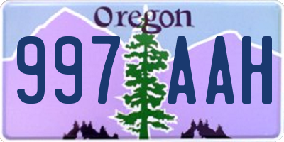 OR license plate 997AAH