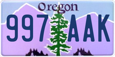 OR license plate 997AAK