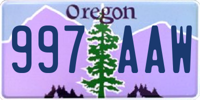 OR license plate 997AAW