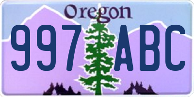 OR license plate 997ABC