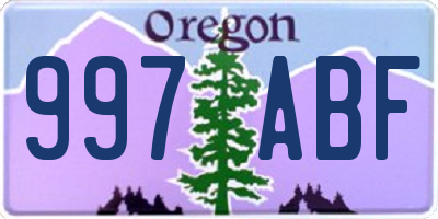 OR license plate 997ABF