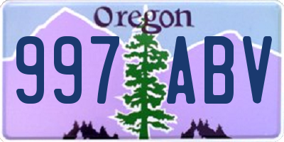 OR license plate 997ABV