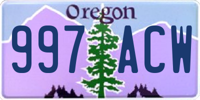 OR license plate 997ACW
